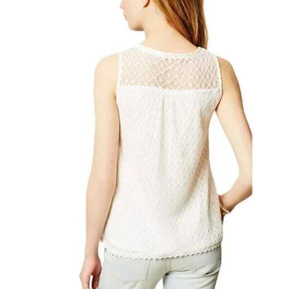 Anthropologie Akemi + Kin Ara Embroidered White Lace Top, Size XS - Picture 8 of 11